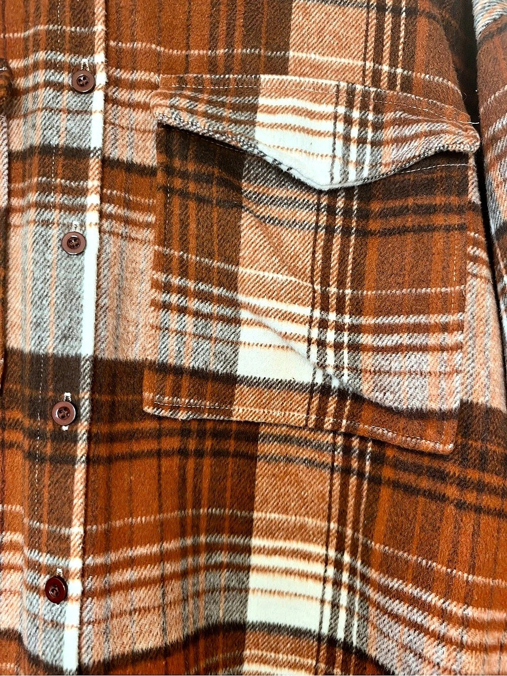 12th Tribe Plaid Button Down in Brown & White Size Small/Medium - Picture 4 of 4